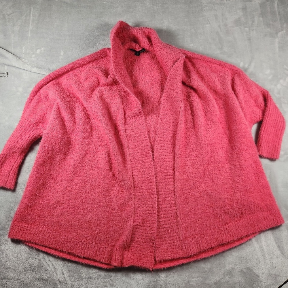 Boston Proper XS/S Pink Fuzzy Eyelash Knit Cardigan Sweater Plush Relaxed Dolman